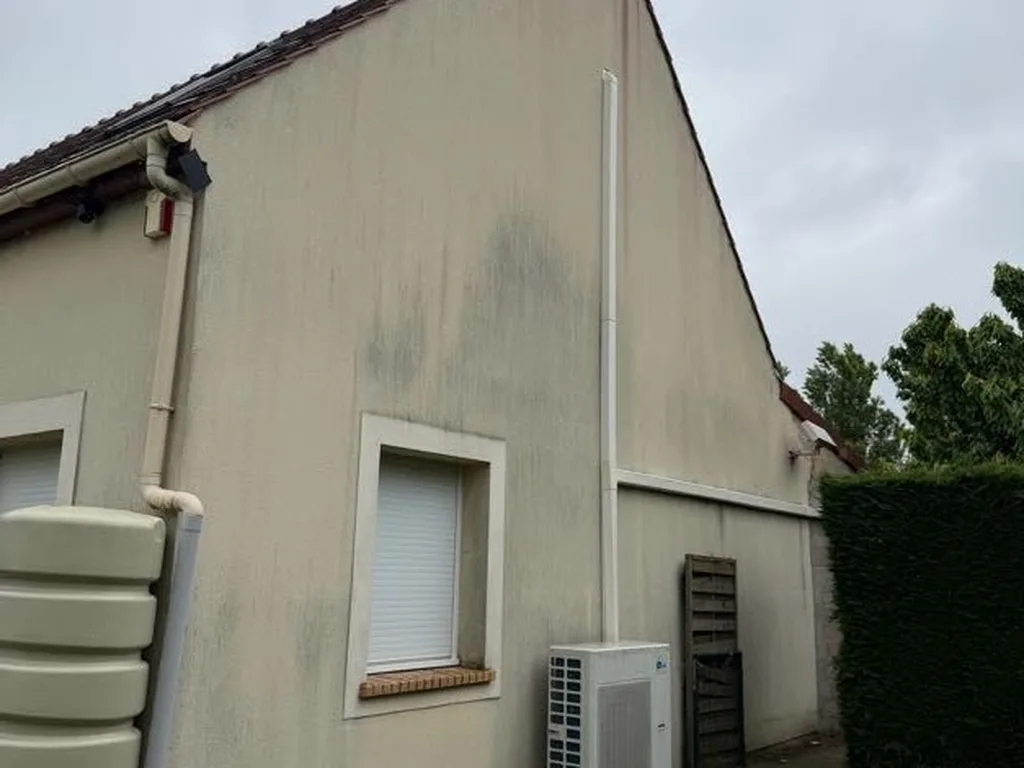 Pignon de maison verdi avant nettoyage de façade par Maison Dallau